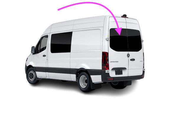 Fits: 19-23 M.B Sprinter 144",170" WB Van Left Heated Back Glass/Dark,Wiper Hole