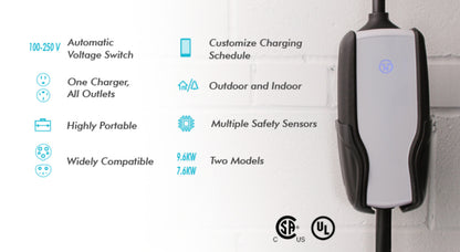 PION POWER Flex-AC Smart EV Charger, 40A NEMA 14-50 & NEMA 5-15 Level 1 & 2