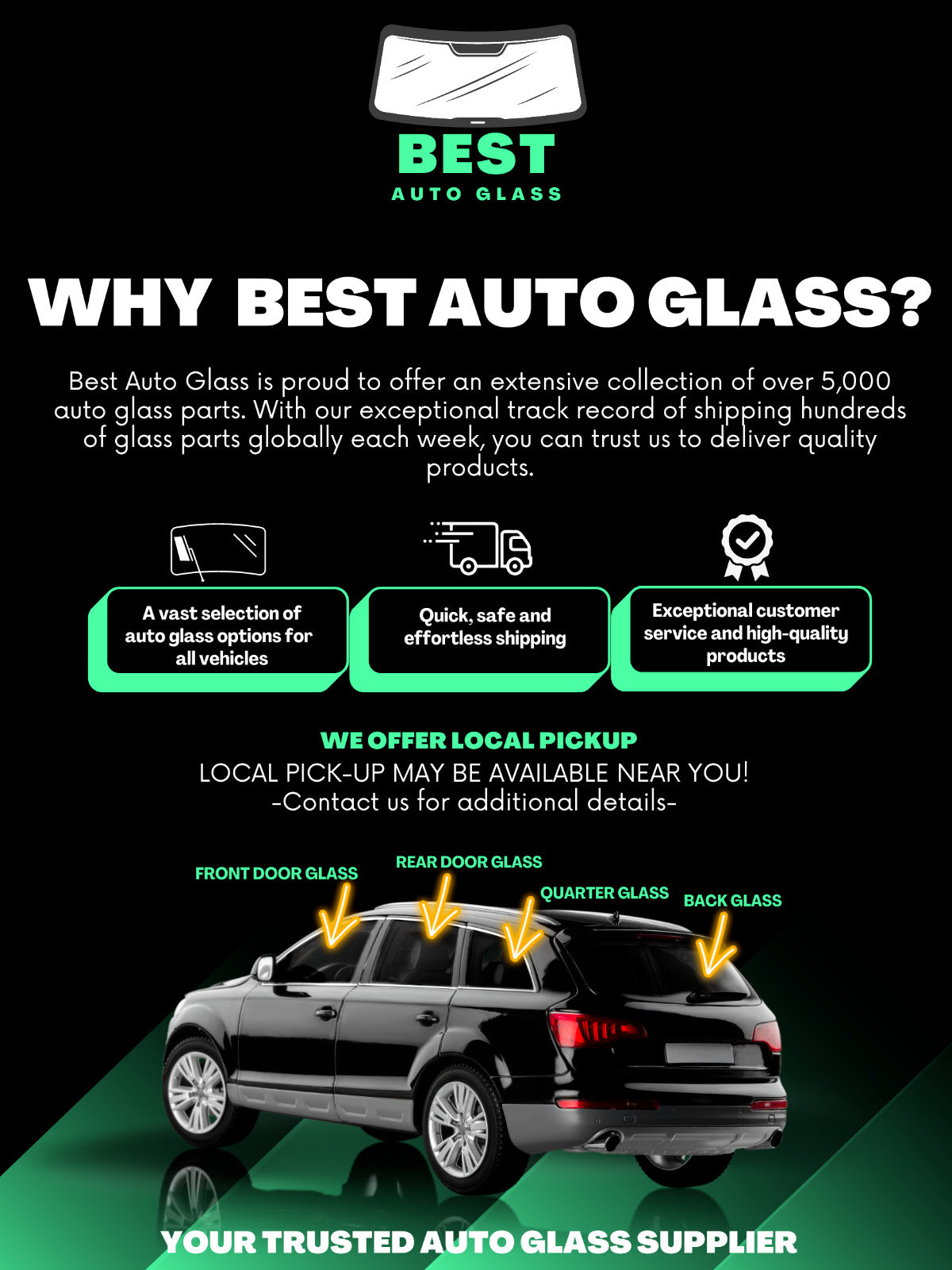 Fit: 2022 GMC Hummer 4D Crew,2024 GMC Hummer 4D SUV Front Left Door Window Glass
