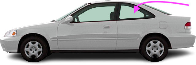 Fits: 1999-2000 Honda Civic 2D Coupe Driver Side Rear Left Quarter Window Glass