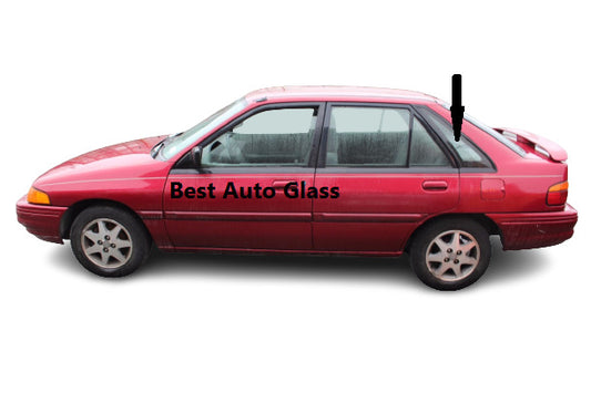 Fits: 1994-1996 Ford Escort 4D Hatchback Rear Left Driver Quarter Window Glass