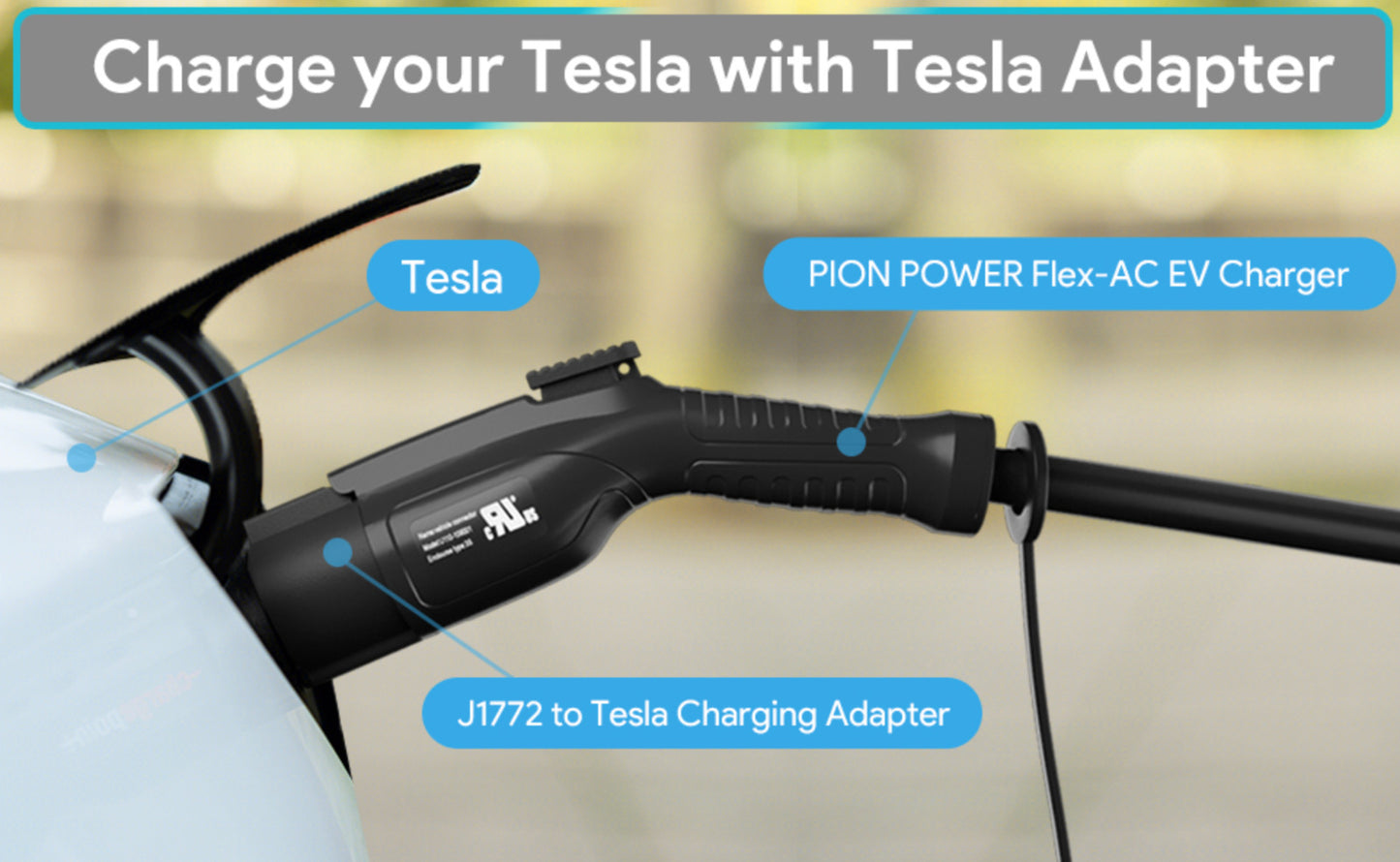 PION POWER Flex-AC Smart EV Charger, 40A NEMA 14-50 & NEMA 5-15 Level 1 & 2