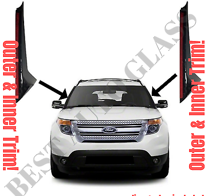 11-19 Ford Explorer Windshield Outer&Inner Molding Right&Left Side With Clips